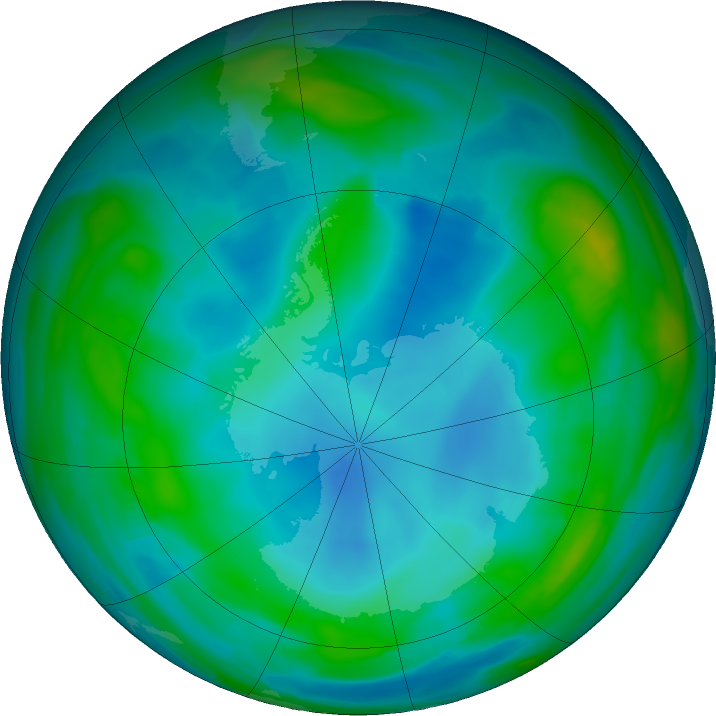 Antarctic ozone map for 26 June 2021